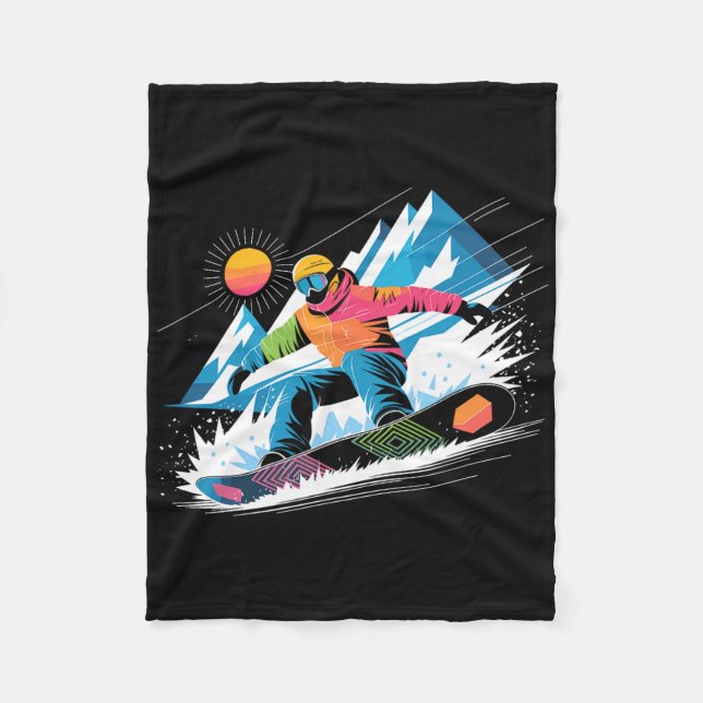 Snowboarder Explore The Slopes Snowboarding Lover  Fleece Blanket (Front)