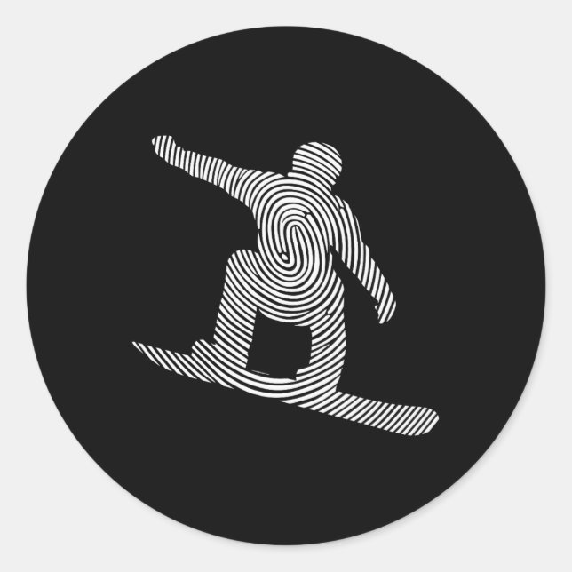 Snowboarder Fingerprint Men's Snowboard  Classic Round Sticker (Front)