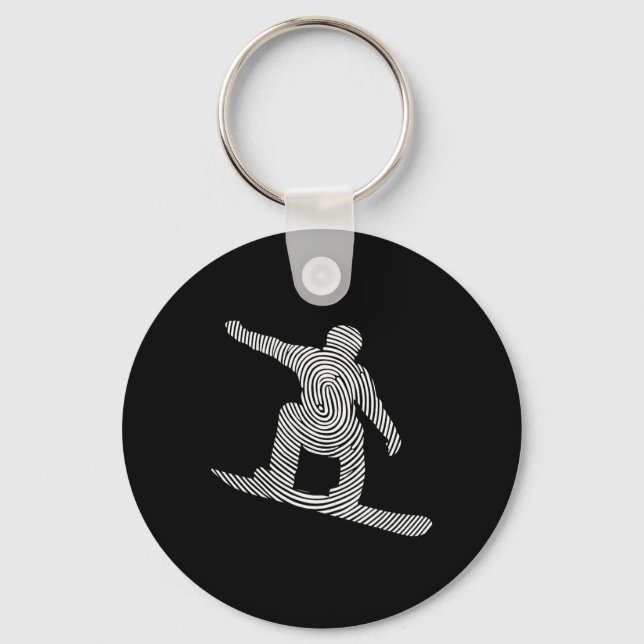Snowboarder Fingerprint Men's Snowboard  Key Ring (Front)