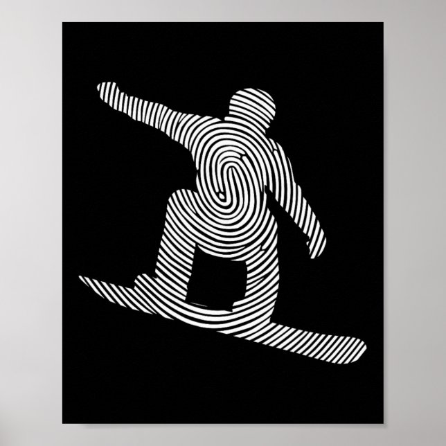 Snowboarder Fingerprint Men's Snowboard  Poster (Front)