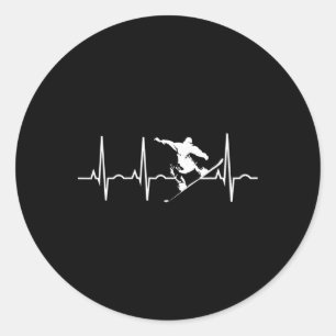 Snowboarder Gifts - Snowboarding Heartbeat T Shirt Classic Round Sticker