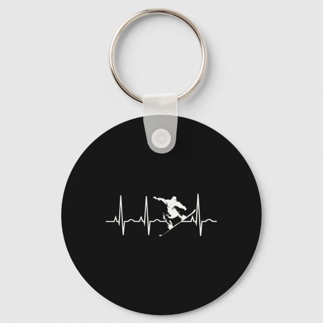Snowboarder Gifts - Snowboarding Heartbeat T Shirt Key Ring (Front)