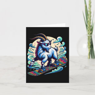 Snowboarder Goat Adventure In Snowy Mountains Desi Card