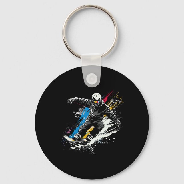 Snowboarder Graffiti Alpine Snowboarding  Key Ring (Front)