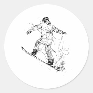 Snowboarder Graphic Alpine Snowboarding Classic Round Sticker