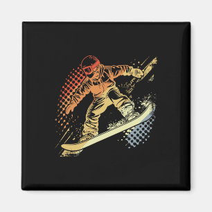 Snowboarder Graphic Retro Style Alpine Snowboardin Magnet