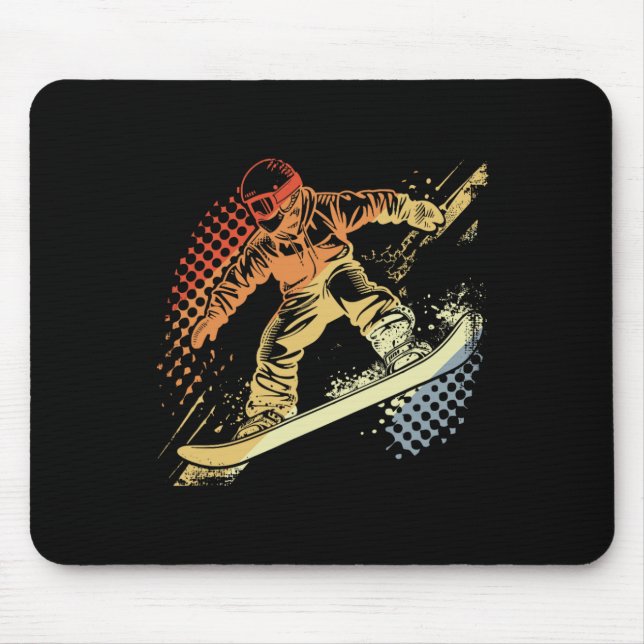 Snowboarder Graphic Retro Style Alpine Snowboardin Mouse Pad (Front)