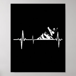 Snowboarder Heartbeat Mountain Pulse Snowboarding Poster
