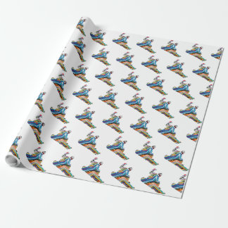Snowboarder in a Psychedelic Zebra Print Wrapping Paper