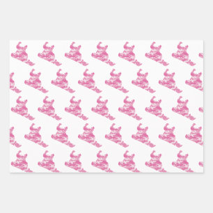 Snowboarder in Pink Camouflage Wrapping Paper Sheet