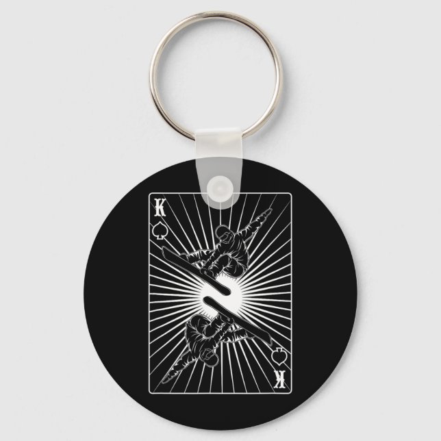 Snowboarder King Freestyle Mountains Snowboarding  Key Ring (Front)