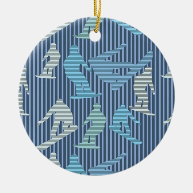 Snowboarder Lines Ceramic Tree Decoration (Front)
