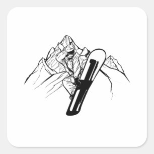 Snowboarder Mountain Adventure Square Sticker