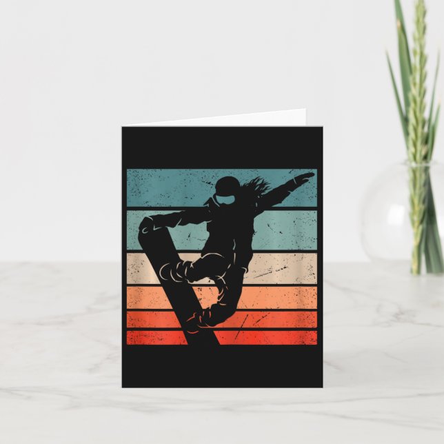 Snowboarder Mountains Ski Slope Retro Snowboarding Card (Front)