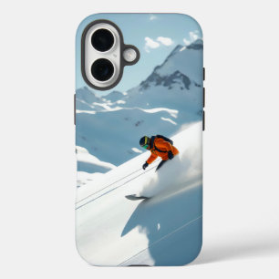 snowboarder on snow slope iPhone 16 case