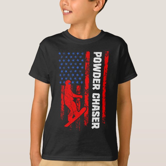 Snowboarder Powder Chaser Funny Snowboarding Child T-Shirt (Front)