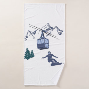 Snowboarder Power to The People Ski Resort Bath Towel