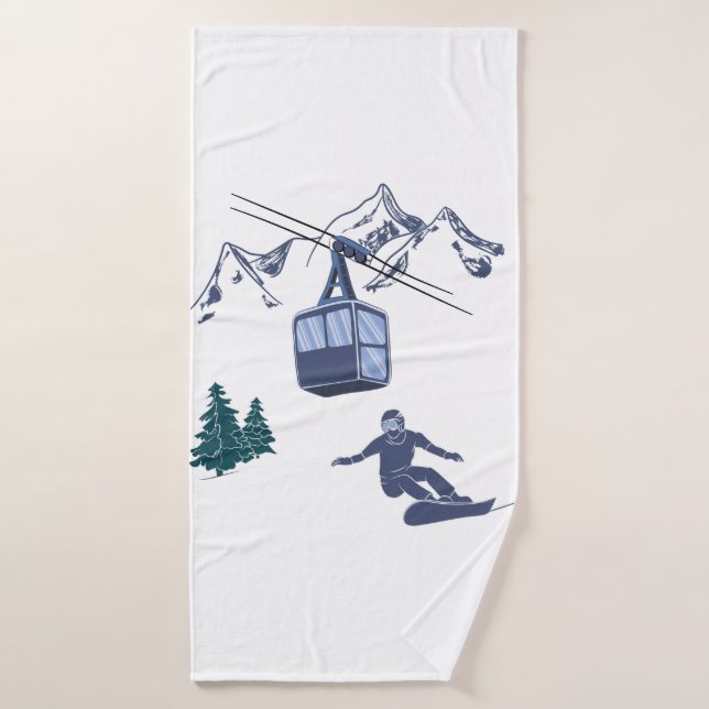 Snowboarder Power to The People Ski Resort Bath Towel (Bath Towel)