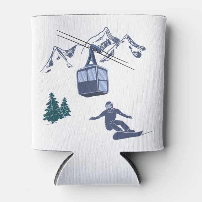 Snowboarder Power to The People Ski Resort Can Cooler (Front)