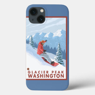 Snowboarder Scene - Glacier Peak, Washington iPhone 13 Case