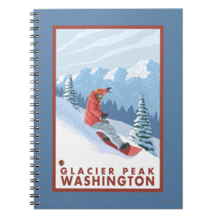 Snowboarder Scene - Glacier Peak, Washington Notebook
