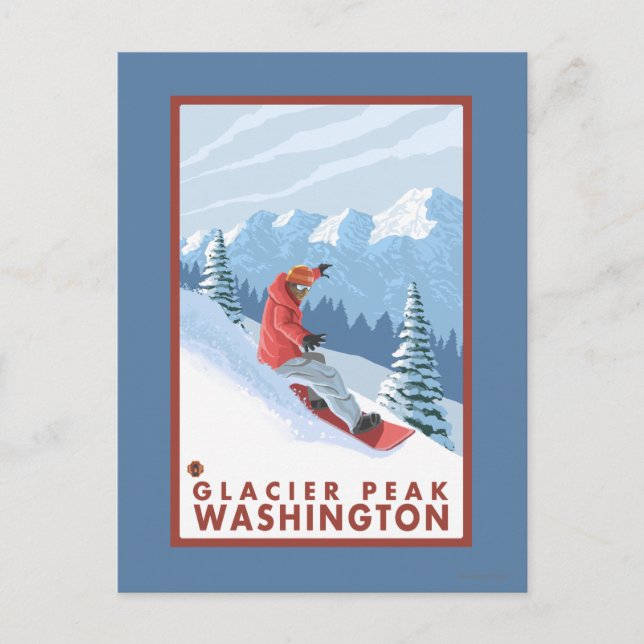 Snowboarder Scene - Glacier Peak, Washington Postcard (Front)