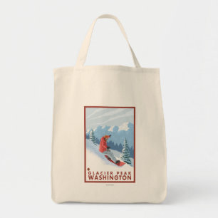 Snowboarder Scene - Glacier Peak, Washington Tote Bag