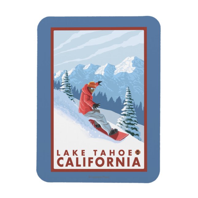 Snowboarder Scene - Lake Tahoe, California Magnet (Vertical)