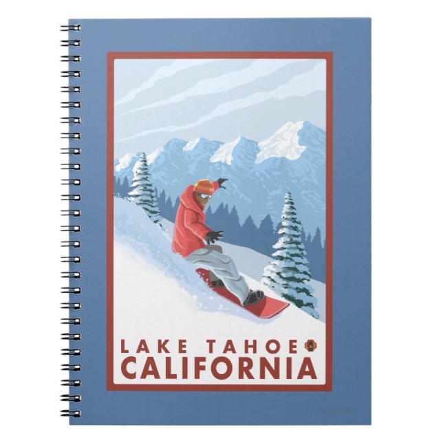 Snowboarder Scene - Lake Tahoe, California Spiral Notebook (Front)