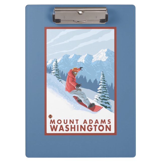 Snowboarder Scene - Mount Adams, Washington Clipboard (Front)