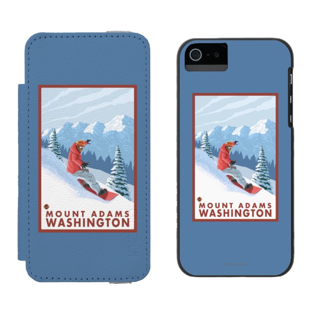 Snowboarder Scene - Mount Adams, Washington Incipio iPhone Wallet Case (Side by Side)