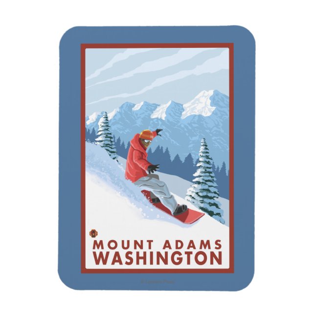 Snowboarder Scene - Mount Adams, Washington Magnet (Vertical)