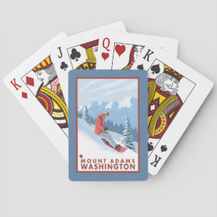 Snowboarder Scene - Mount Adams, Washington Playing Cards