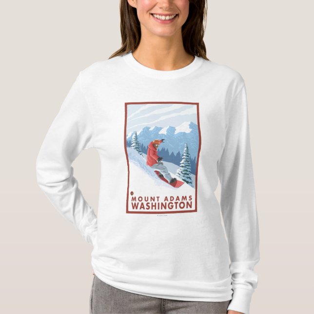 Snowboarder Scene - Mount Adams, Washington T-Shirt (Front)