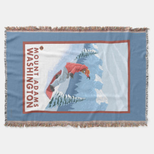 Snowboarder Scene - Mount Adams, Washington Throw Blanket