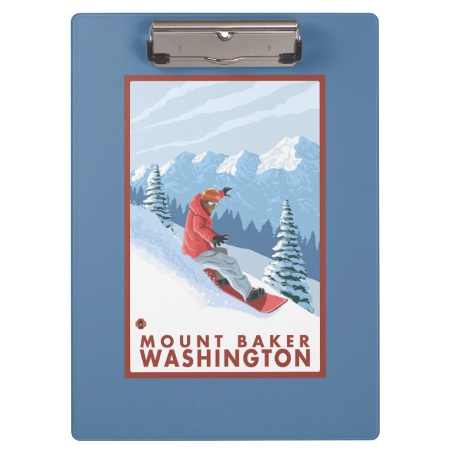 Snowboarder Scene - Mount Baker, Washington Clipboard (Front)