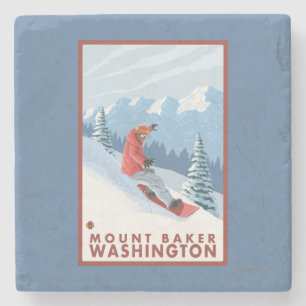 Snowboarder Scene - Mount Baker, Washington Stone Coaster