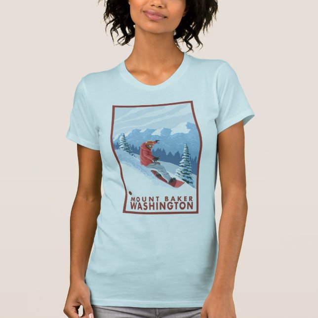 Snowboarder Scene - Mount Baker, Washington T-Shirt (Front)