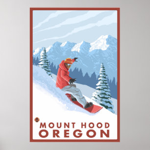Snowboarder Scene - Mount Hood, Oregon Poster
