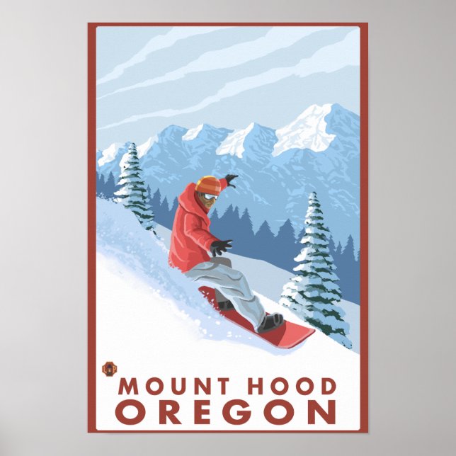 Snowboarder Scene - Mount Hood, Oregon Poster (Front)