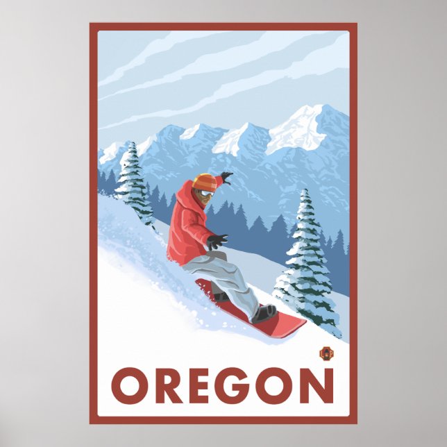 Snowboarder Scene - Oregon Poster (Front)