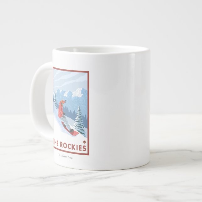 Snowboarder Scene - The Rockies Large Coffee Mug (Front Left)
