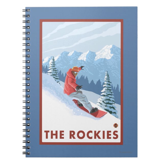 Snowboarder Scene - The Rockies Spiral Notebook (Front)