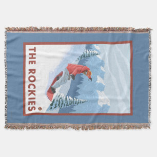 Snowboarder Scene - The Rockies Throw Blanket