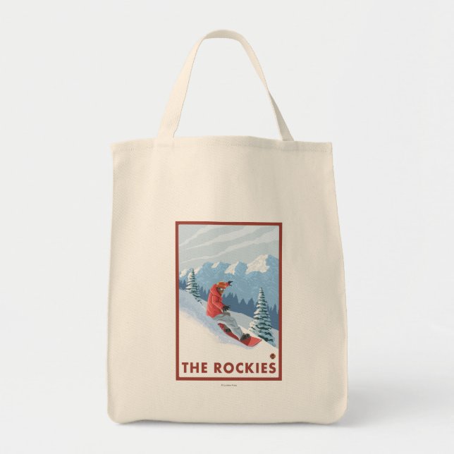 Snowboarder Scene - The Rockies Tote Bag (Front)