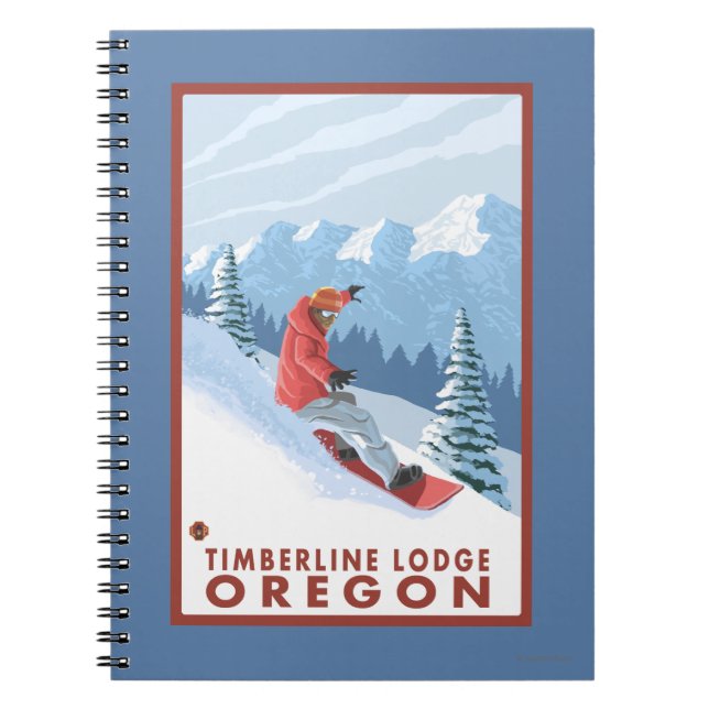 Snowboarder Scene - Timberline Lodge, Oregon Spiral Notebook (Front)