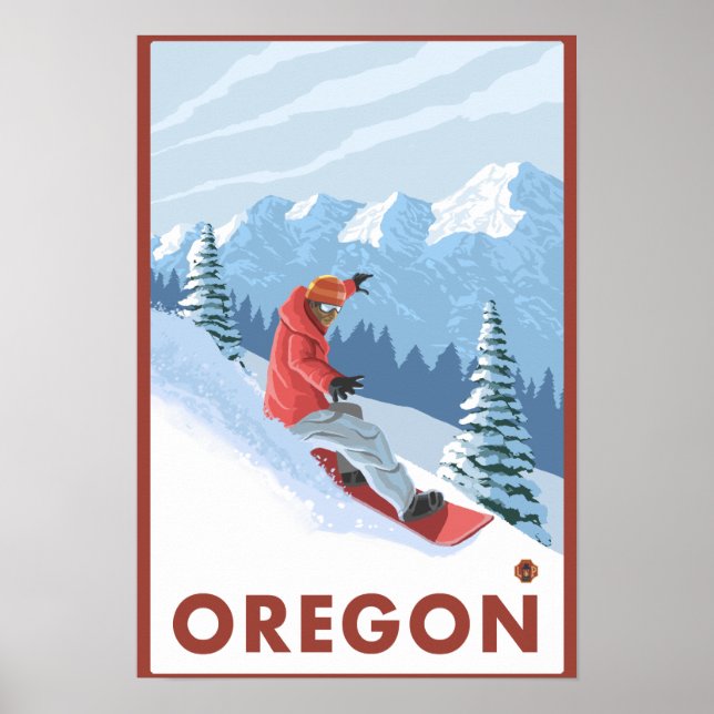 Snowboarder Scene- Vintage Travel Poster (Front)
