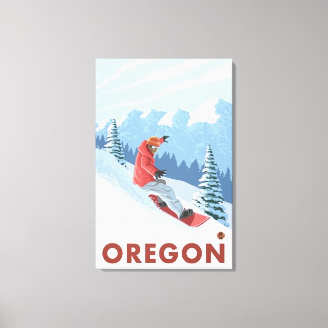 Snowboarder Scene- Vintage Travel Poster Canvas Print (Front)
