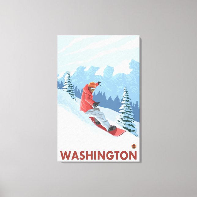 Snowboarder Scene - Washington Canvas Print (Front)