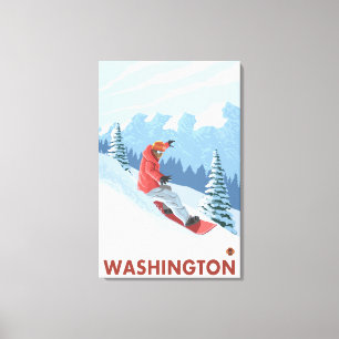 Snowboarder Scene - Washington Canvas Print